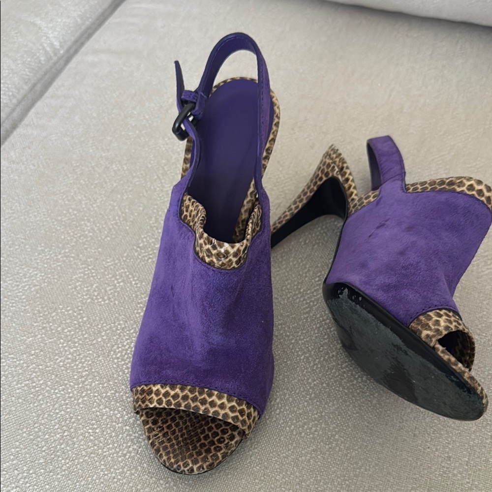 Bottega Veneta Purple and Brown Heels with Suede Finish